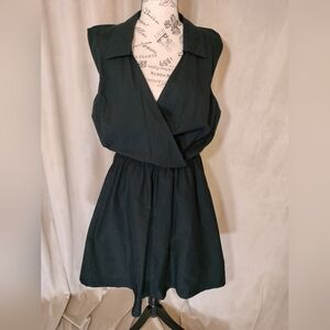 Ashley Stewart Women's Sleeveless Black Cotton Blend Surplice Front Dress.Sz 14